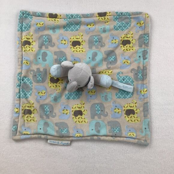 Blankets & Beyond Elephant Lovey Plush Stuffed‎ Baby Security Blanket Gray Blue - Picture 3 of 12